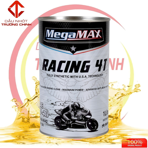Nhớt tổng hợp 100% MegaMax Racing 4T 10w40 dành cho xe máy, tay côn