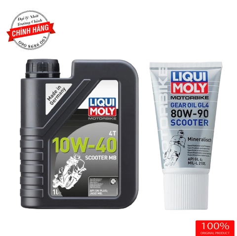 Combo nhớt Liqui Moly Scooter 10W40 MB + Nhớt hộp số Liqui 150ML dành cho xe ga