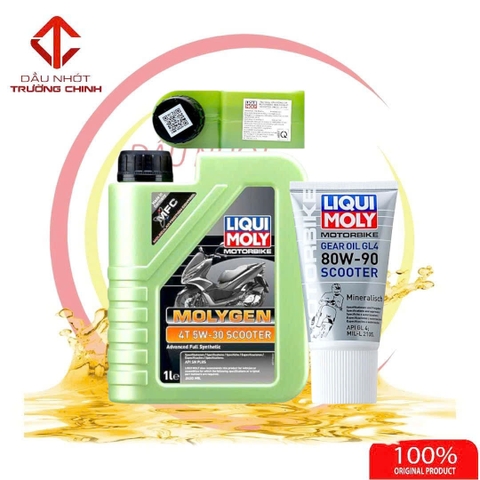 Combo Nhớt Liqui Moly Molygen Scooter 5W30 -10W40 tổng hợp 100% chuyên dành cho xe ga + Hộp số Liqui 150ml