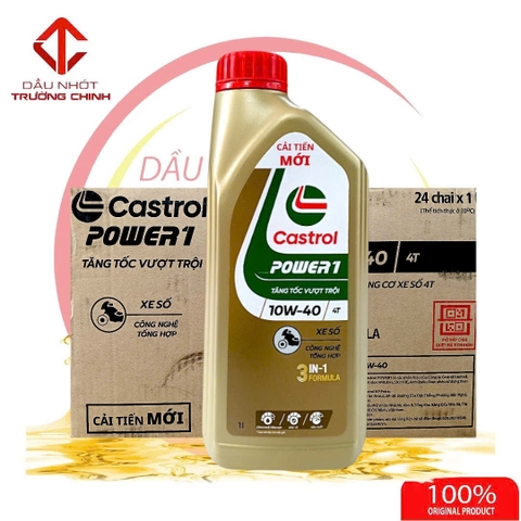 Thùng Nhớt Castrol Power 1 4T 10W40 dành cho xe số, tay côn hàng chính hãng
