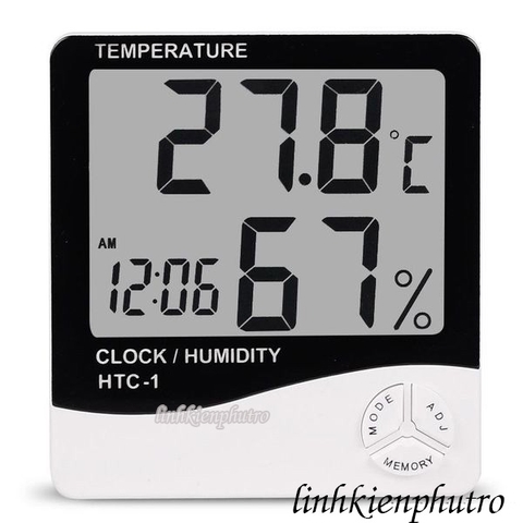Đồng hồ đo nhiệt độ độ ẩm điện tử HTC-1 hiển thị LCD 3 trong 1