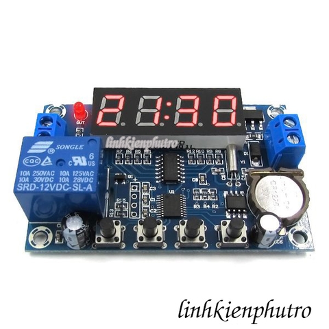 Mạch hẹn giờ XH-M196 12VDC relay 10A hiển thị LED