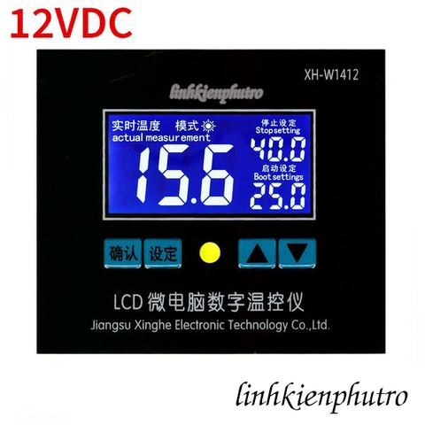 Bộ điều khiển nhiệt độ XH-W1412 12VDC màn hình LCD hiển thị thực tế