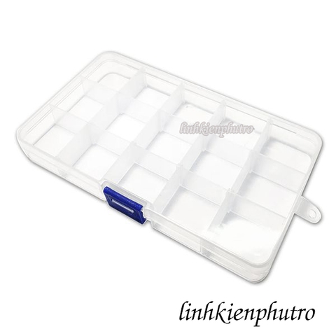 Hộp Nhựa 15 Ngăn Trong Suốt Đựng Linh Kiện – Có Nắp Gài