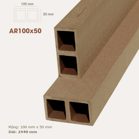 Thanh lam, cột gỗ nhựa AWood - Thanh lam gỗ AWood AR100x50 Wood
