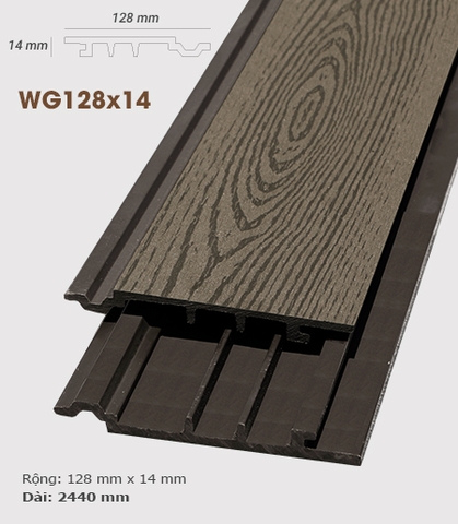 Ốp tường gỗ ngoài trời AWood - Ốp tường AWood WG128x14 Coffee