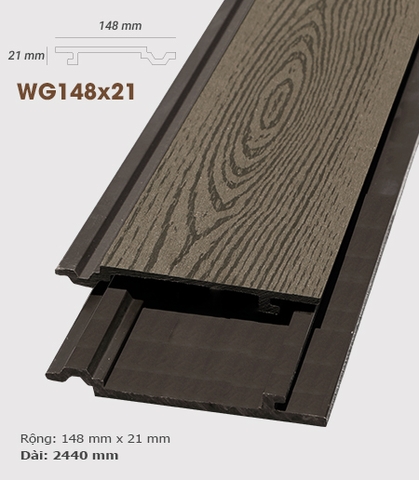 Ốp tường gỗ ngoài trời AWood - Ốp tường gỗ AWood WG148x21 Coffee