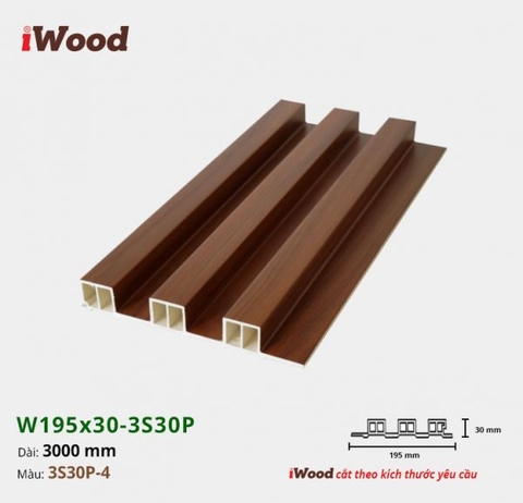 Tấm ốp tường nhựa iWood - Lam gỗ nhựa iWood 3S30P-4