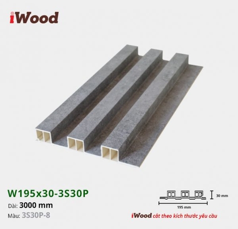 Tấm ốp tường nhựa iWood - Lam gỗ nhựa iWood 3S30P-8