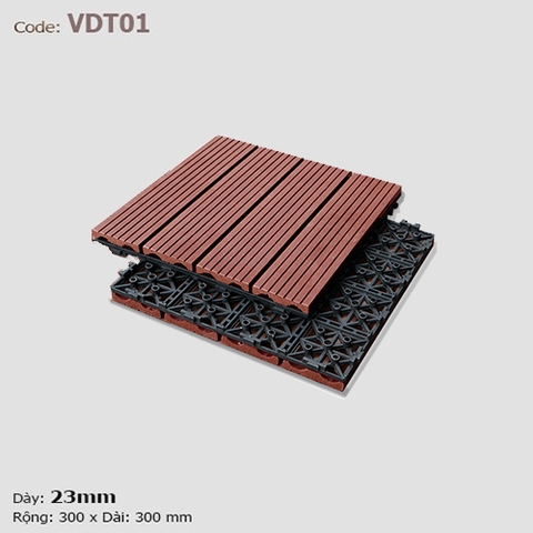 Vỉ gỗ lót sàn ngoài trời - Vỉ gỗ nhựa lót sàn ATWood VDT01 Đỏ