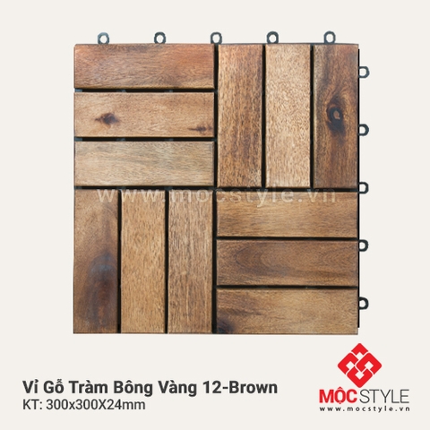 Vỉ gỗ lót sàn ngoài trời - Vỉ gỗ Tràm Bông Vàng 12 Brown