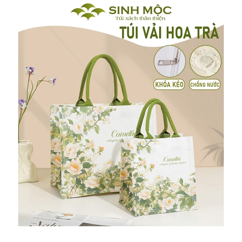 Túi vải canvas chống nước hoa trà, túi xách nữ đẹp thời trang đi làm đi chơi – M3002