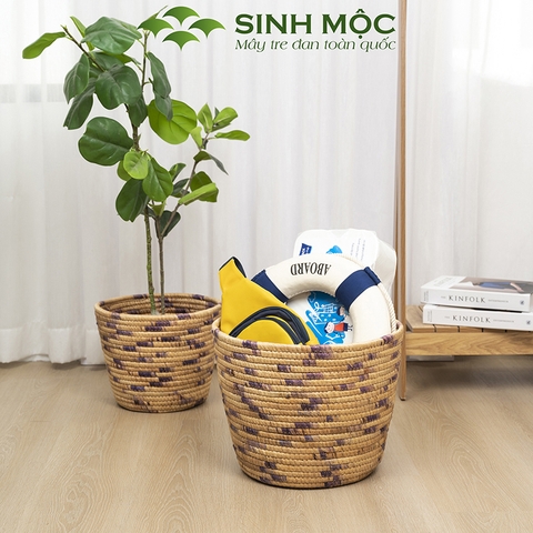Giỏ lục bình đa năng, giỏ đựng đồ, giỏ trồng cây, decor giỏ bèo Sinh Mộc - M1034