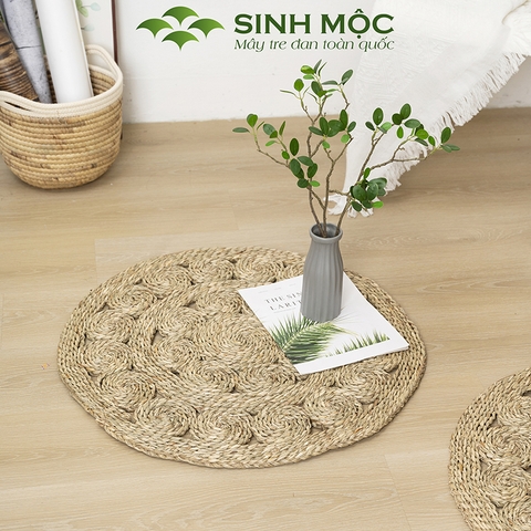 Thảm trải sàn, thảm cói decor, decor chụp ảnh, thảm trang trí phòng khách, thảm ngồi Sinh Mộc - M2020