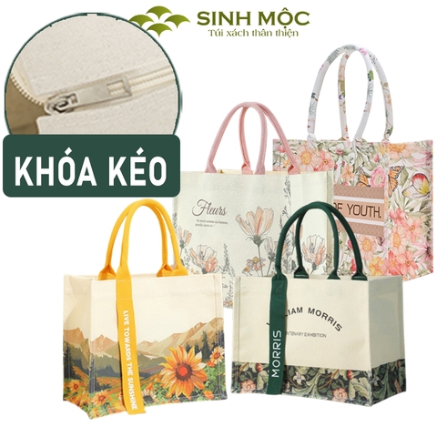 Túi canvas có khóa kéo, túi xách có khoá kéo, túi xách nữ có khóa kéo - M30K(có khóa)