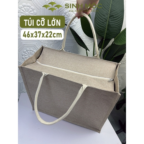 Túi cói size to, túi đay linen 46x37x22cm, túi xách to , túi cối - M3301B (Đay linen)