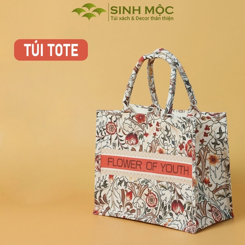 Túi đi biển, túi tote, túi chống nước, túi canvas, túi hoa mẫu đơn, Sinh Mộc - M3050