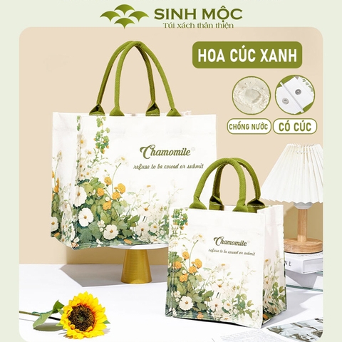 Túi tote canvas hoa cúc chống nước thời trang đựng đồ cá nhân – M3072