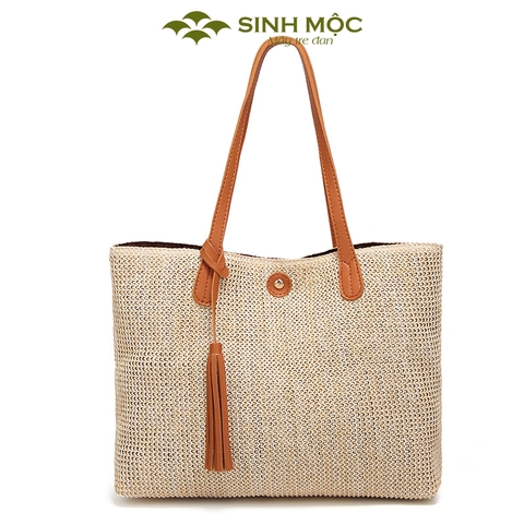 Túi xách nữ cao cấp, túi cói vintage, túi đi biển Sinh Mộc - M3820