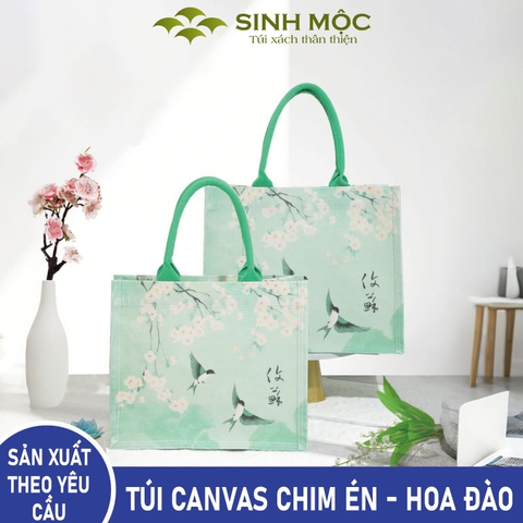 Túi xách nữ túi canvas chim én hoa đào thời trang chống nước – M3004