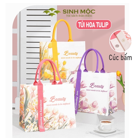 Túi xách nữ túi canvas chống nước hoa Tulip thời trang – M3001