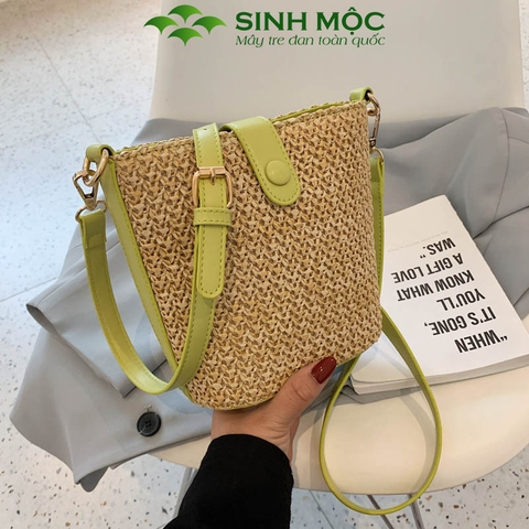 Túi cói đeo chéo, túi vintage, túi xách nữ đi biển Sinh Mộc - M3813