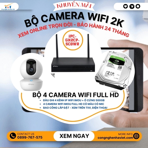 Bộ 4 Camera IMOU Wifi 5MP IPC-GK2CP-5C0WR miễn phí công lắp đặt