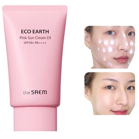 KEM CHỐNG NẮNG THE SAEM ECO EARTH POWER PINK SUN CREAM (SPF 50+/PA)++++ HỒNG