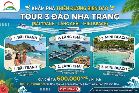 Tour 3 Đảo Nha Trang: Bãi Tranh - Làng Chài - Mini Beach