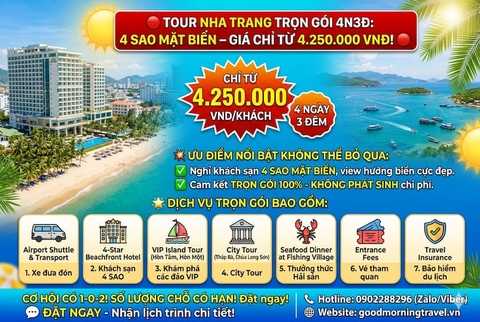 Tour Nha Trang 4 ngày 3 đêm giá rẻ