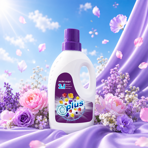 Nước Giặt OPLUS 2in1 Khử Mùi Mềm Vải Tím Can 1kg
