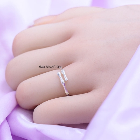 Nhẫn Bạc Cặp Đôi Nam Nữ Hình Cây Trúc Mẫu Nhẫn Mở free size