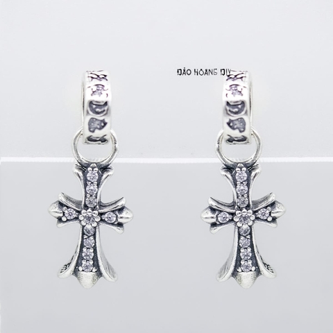Bông Tai Bạc Nữ Kiểu Nụ S925 Hình Thánh Giá Đính Đá Đẹp H2410240048