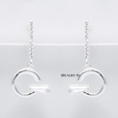 Bông Tai Bạc Nữ Kiểu Nụ S925 Vầng Trăng Cùng Dải Đá Lấp Lánh H2410240068