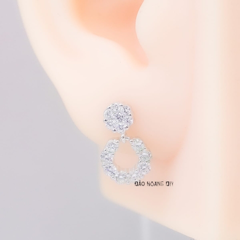 Bông Tai Bạc Nữ Kiểu Nụ S925 Vòng Nguyệt Quế và Hoa H2410240072
