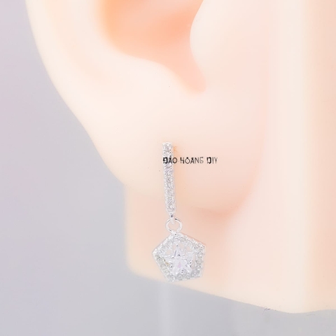 Bông Tai Bạc Nữ Kiểu Nụ S925 Hình Ngũ Giác Có Dải Đá Lấp Lánh H2410240070