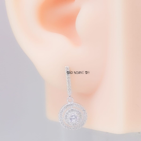 Bông Tai Bạc Nữ Kiểu Nụ S925 Hình Tròn Có Dải Đá Lấp Lánh H2410240071