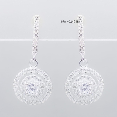 Bông Tai Bạc Nữ Kiểu Nụ S925 Hình Tròn Có Dải Đá Lấp Lánh H2410240071