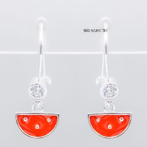 Khuyên Tai Bạc Cho Bé S925 Miếng Dưa Hấu Nhỏ Dễ Thương H2410240018