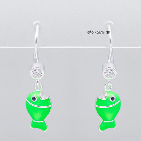 Khuyên Tai Bạc Cho Bé S925 Hình Con Cá Xanh Nhỏ Xinh H2410240020