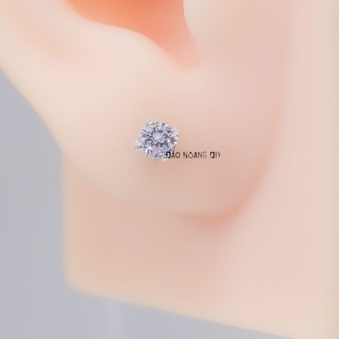 Bông Tai Bạc Nữ Kiểu Nụ Đá Trắng Tròn Kiểu Basic H2410220056