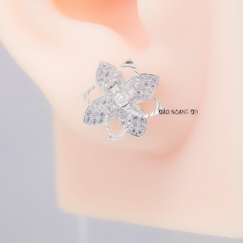 Bông Tai Bạc Nữ Kiểu Nụ Hình Hoa 4 Cánh 2 Lớp Tinh Tế Duyên Dáng H2410230006