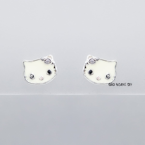 Bông Tai Bạc Cho Bé S925 Kiểu Nụ Mặt Mèo Kitty Trơn Xinh Xắn H2410220044