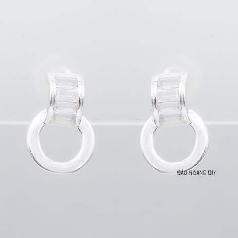 Bông Tai Bạc Nữ S925  Kiểu Nụ Hình Cây Cầu Cong Đá Chữ Nhật Đẹp Xinh H2410230061