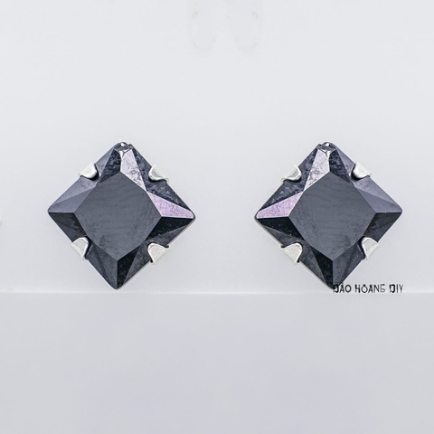 Bông Tai Bạc Nữ Kiểu Nụ Đá Đen Vuông To Sang Trọng H2410220053