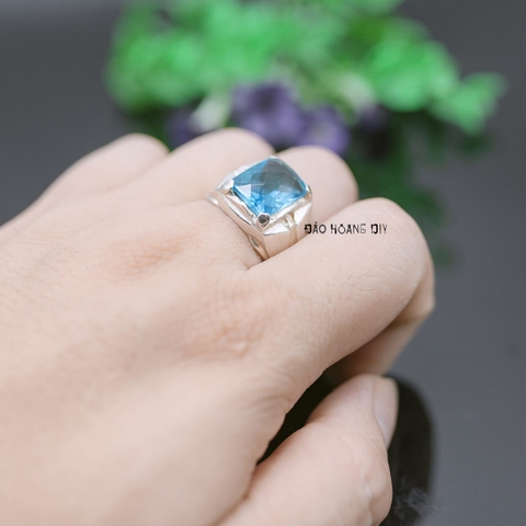 Nhẫn Bạc Nam Phong Thủy Đá Xanh Dương N2408200003