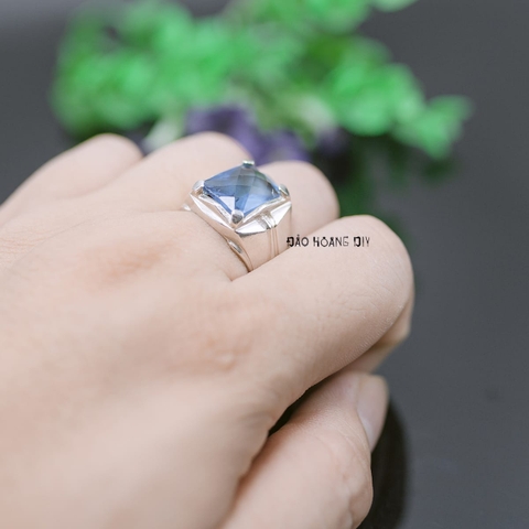 Nhẫn Bạc Nam Phong Thủy Đá Xanh Dương N2408200004