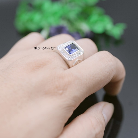 Nhẫn Bạc Nam Phong Thủy Đá Xanh Dương N2408200005