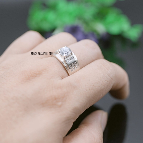 Nhẫn Bạc Nam Phong Thủy Đá Trắng N2408200015