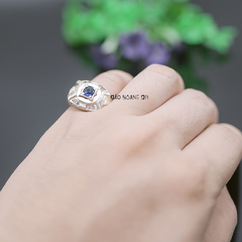 Nhẫn Bạc Nam Phong Thủy Đá Xanh Dương N2408200006